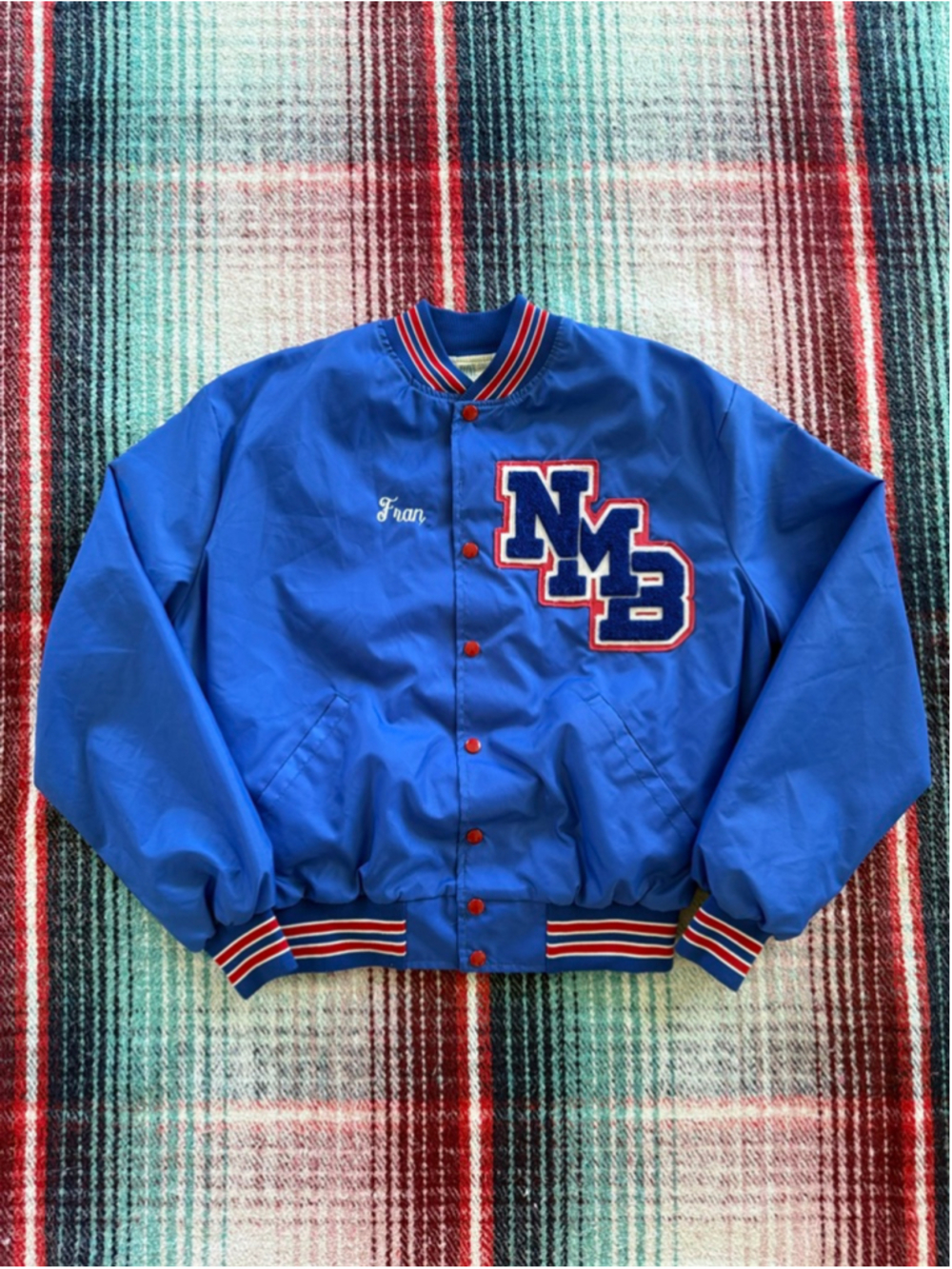 70s Howe Blue & Red Bomber Varsity Jacket L